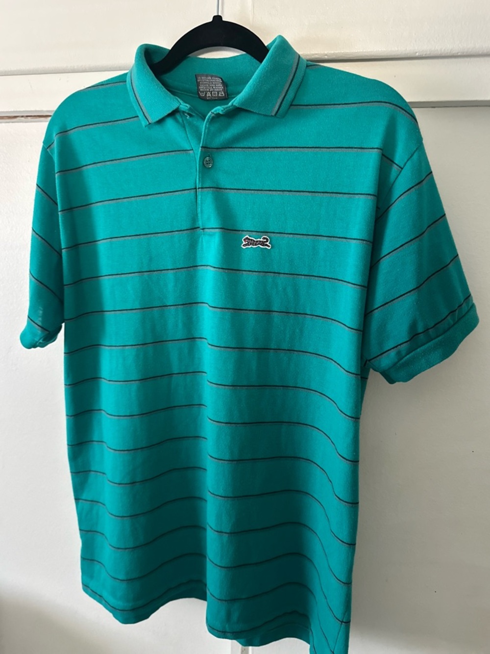 Le Tigre Men's Teal Polo with Thin Stripe Detail